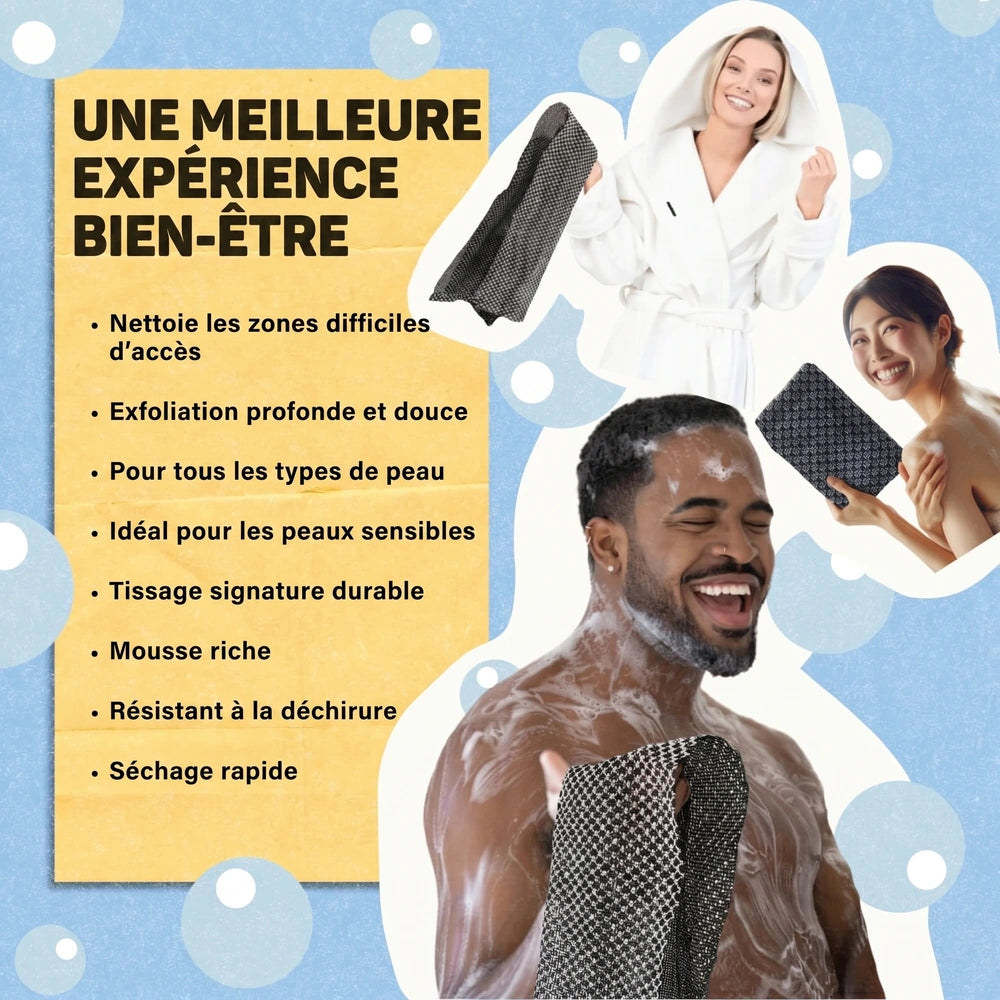 SERVIETTE DE DOUCHE EXFOLIANTE ANTIBACTÉRIENNE VELORYA