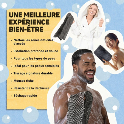 SERVIETTE DE DOUCHE EXFOLIANTE ANTIBACTÉRIENNE VELORYA