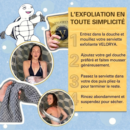 SERVIETTE DE DOUCHE EXFOLIANTE ANTIBACTÉRIENNE VELORYA