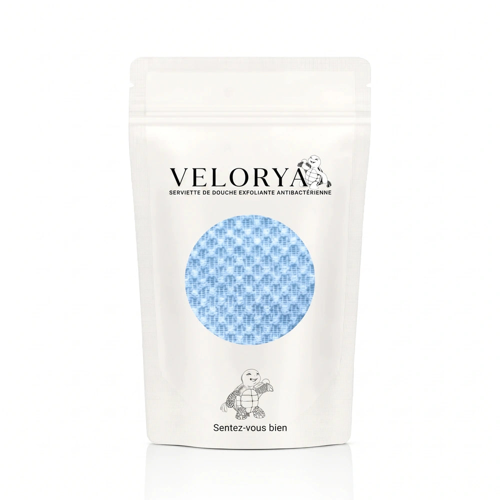 SERVIETTE DE DOUCHE EXFOLIANTE ANTIBACTÉRIENNE VELORYA