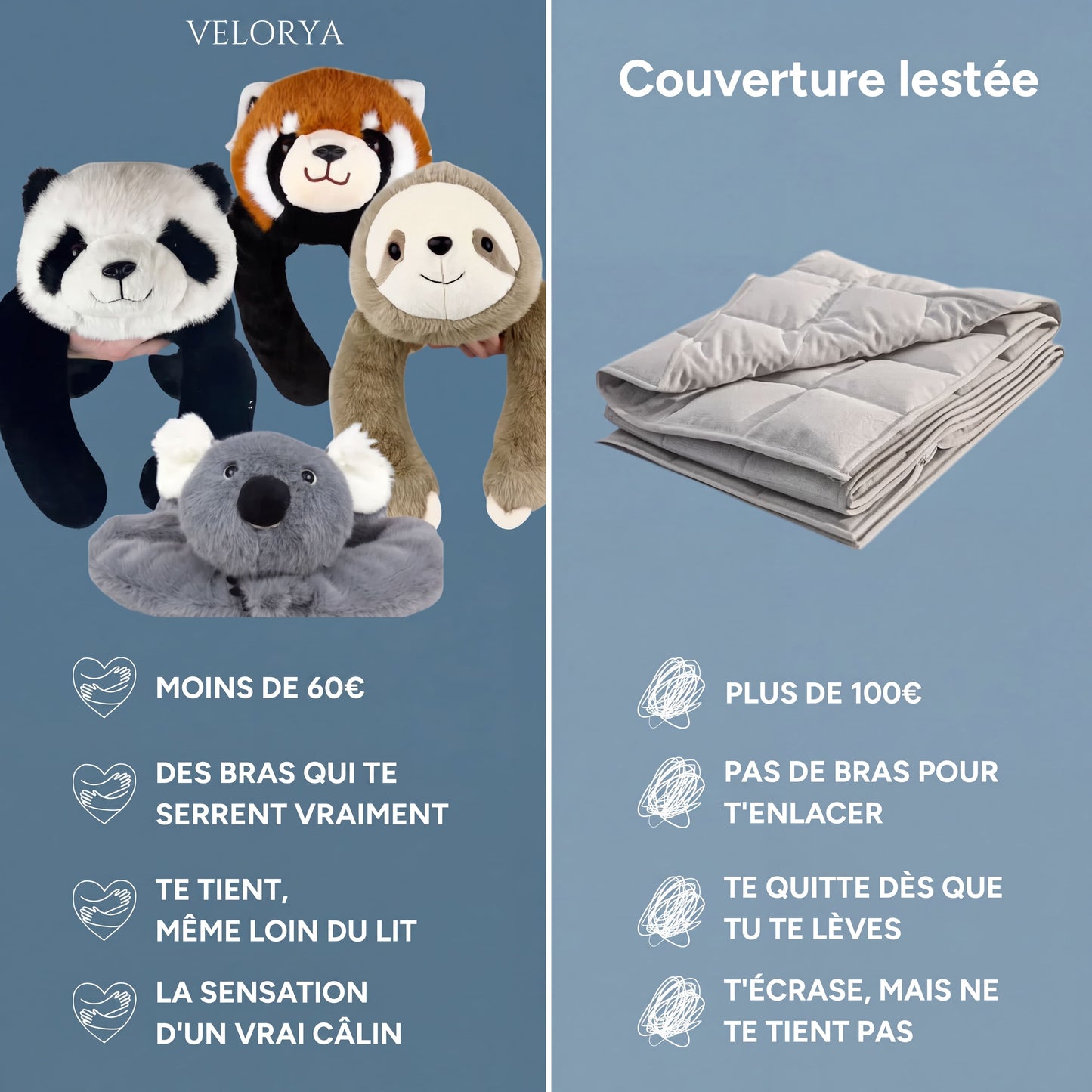 L'Étreinte - La peluche lestée qui t'enlace comme un vrai câlin