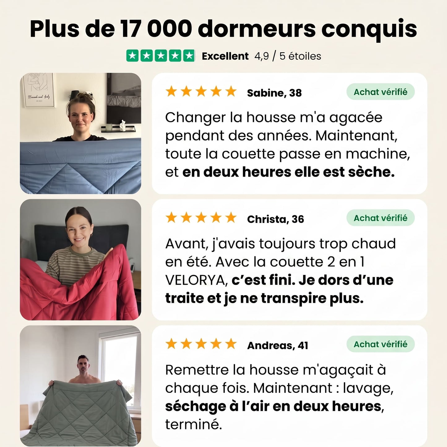 Couette VELORYA – La couette 2-en-1 à séchage rapide qui rend les draps superflus