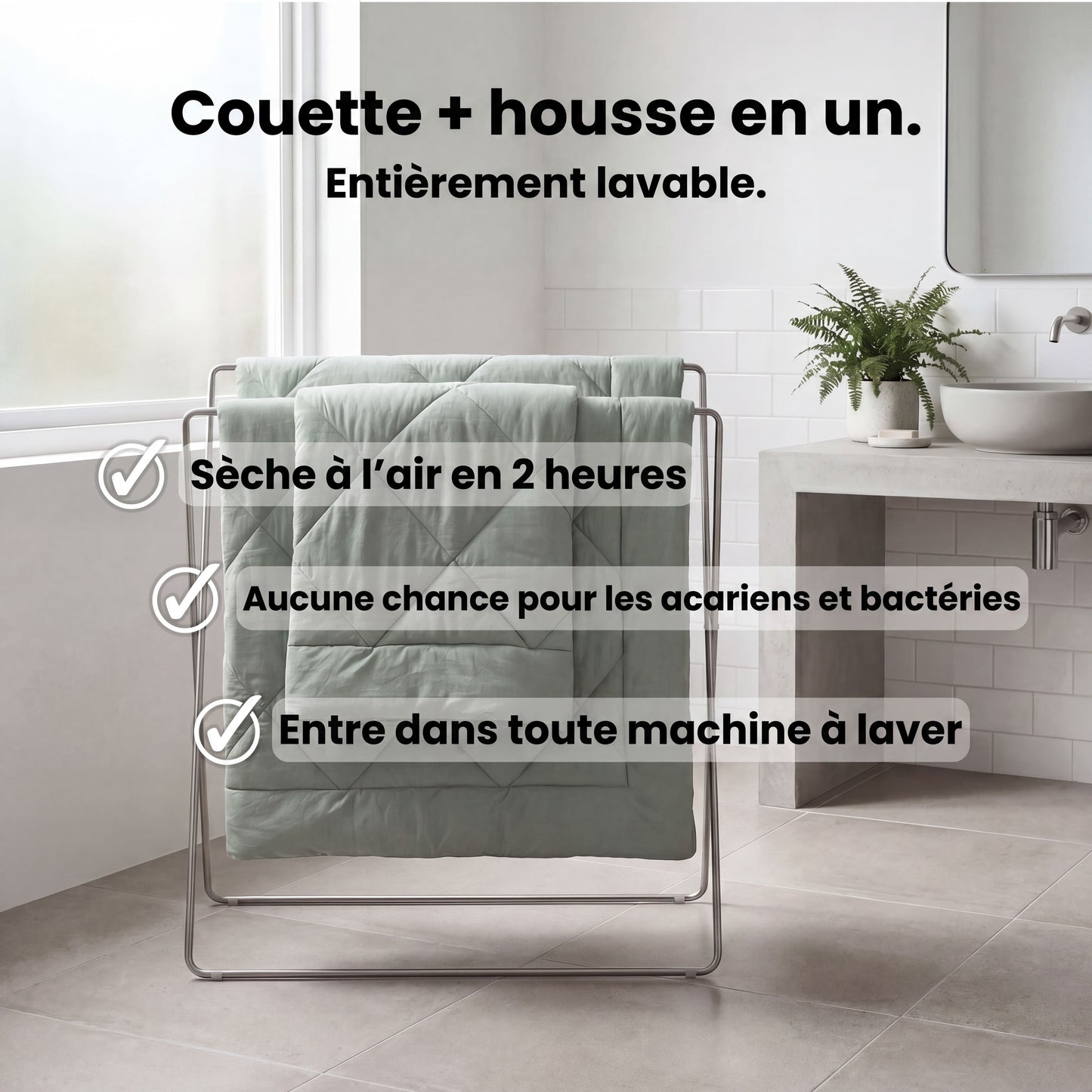 Couette VELORYA – La couette 2-en-1 à séchage rapide qui rend les draps superflus