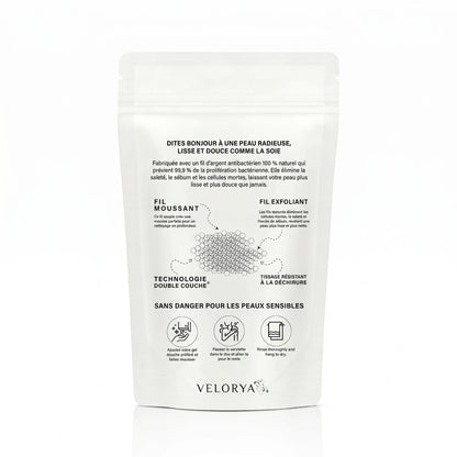 SERVIETTE DE DOUCHE EXFOLIANTE ANTIBACTÉRIENNE VELORYA